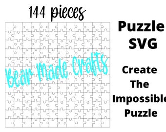12x12 Puzzle SVG, 144 Teile Puzzle, Vinyl, Plotterdatei, digitale Datei, SVG, Download Zip Datei Glowforge File