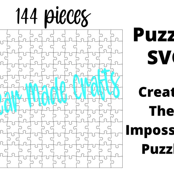 12x12 Puzzle SVG, 144 Piece Puzzle, Vinyl, cutting file, digital file, SVG,  Download Zip File Glowforge File