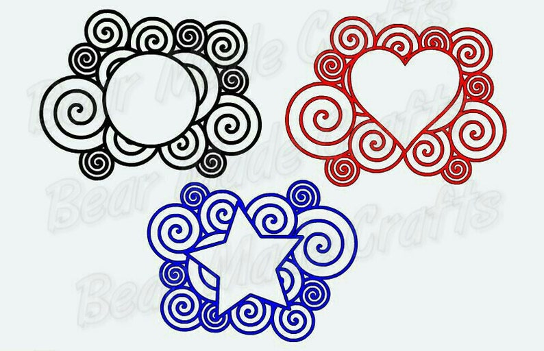 Monogram Swirl Frames SVG Instant Download Cutting File | Etsy