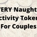 Very Naughty Activity Tokens, Valentines Gift for couples, Gifts for Him, Gifts for Her, Kinky Acts Tokens, Adult Games 