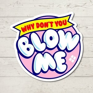 Blow Me Sticker, Adult Humor, Water Resistant Sticker, Sarcastic Decal, Offensive Decals, Why Don't You Blow Me Sticker image 3