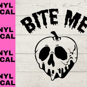 Bite Me Poison Apple  decal, car Decal, notebook, tablet, phone, laptop sticker, Halloween Decal,  Spooky Sticker