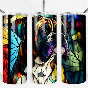 Stained Glass Boxer 20 Oz Skinny Tumbler Beautiful Boxer - Etsy