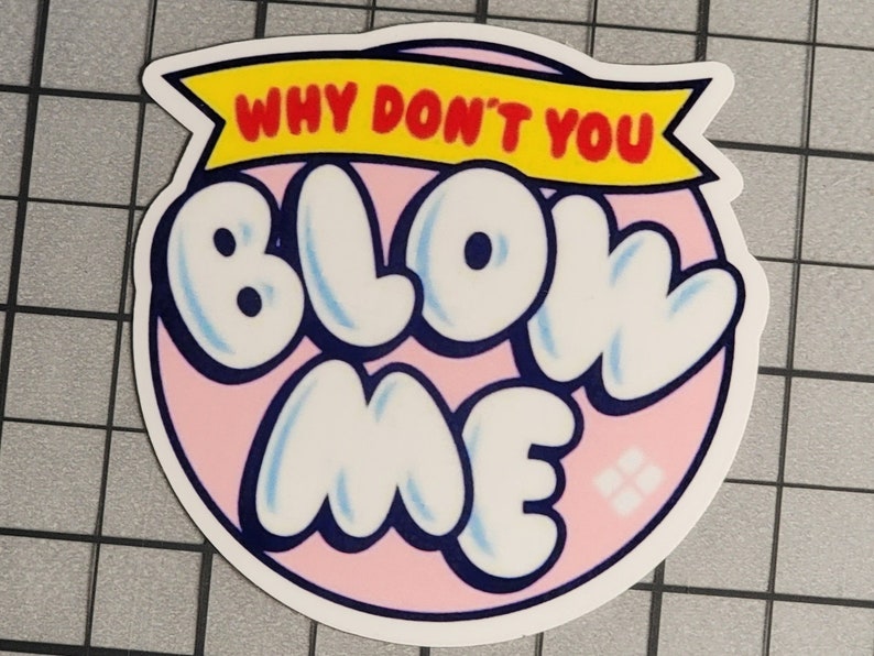 Blow Me Sticker, Adult Humor, Water Resistant Sticker, Sarcastic Decal, Offensive Decals, Why Don't You Blow Me Sticker image 2