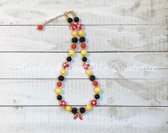 Toddler Small Bead Minnie Necklace, Minnie Toddler Necklace, Disney Toddler Necklace, Minnie Chunky Bead Necklace