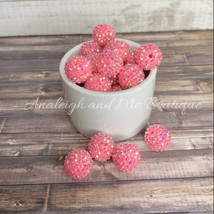 20mm Pink AB Chunky Bubblegum Rhinestone Beads, 20mm Pink Big Beads, Large Pink Rhinestone Chunky Beads, Rhinestone Beads for Jewelry