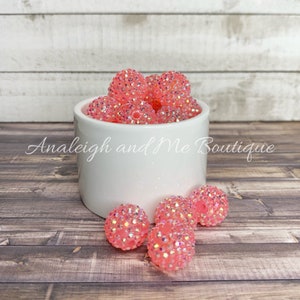 20mm Pink AB Jelly Chunky Bubblegum Rhinestone Beads, 20mm Pink Big Beads, Large Pink Rhinestone Chunky Beads, Rhinestone Beads for Jewelry