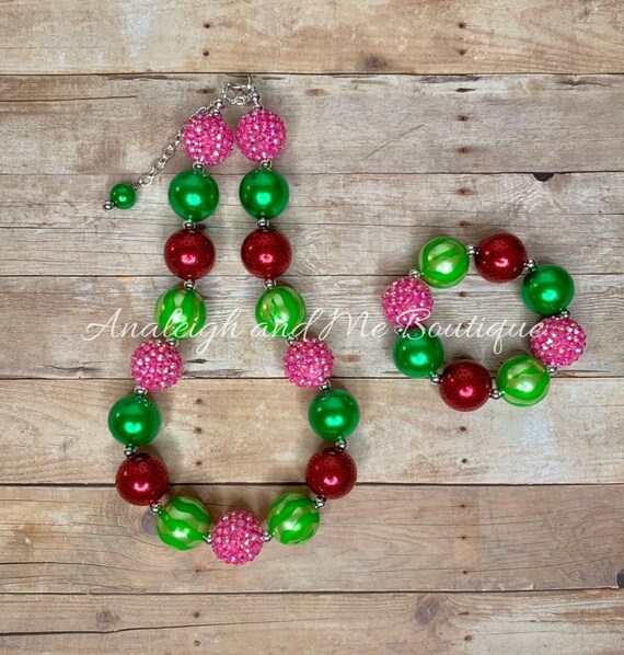 Watermelon Chunky Necklace, Toddler Watermelon Chunky Necklace, One-in-a-melon Chunky Necklace, Baby Watermelon Chunky Necklace