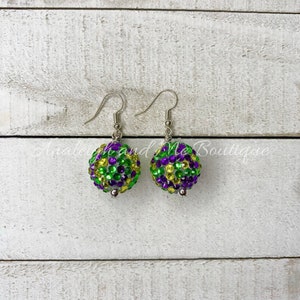 Mardi Gras Earrings, Purple Green and Yellow Mardi Gras Earrings, Adult Mardi Gras Earrings