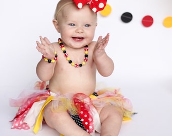 Toddler Small Bead Minnie Necklace, Minnie Toddler Necklace, Disney Toddler Necklace, Minnie Chunky Bead Necklace