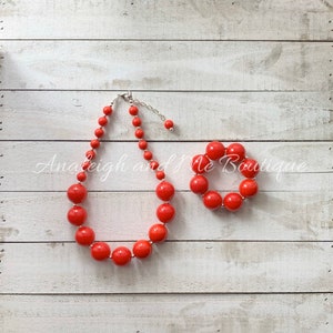 Red Chunky Necklace,  Red Toddler Necklace,  Red Necklace,  Red Baby Necklace, Simply Red, Girl&#39;s Red Necklace