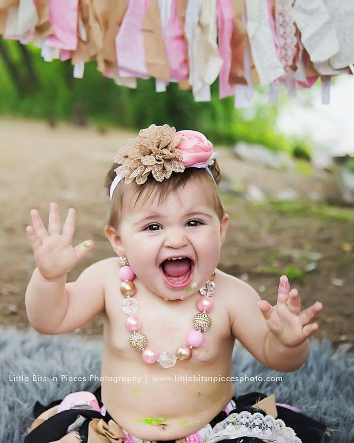 Toddler Pink and Gold Chunky Necklace Baby Necklace Toddler Etsy