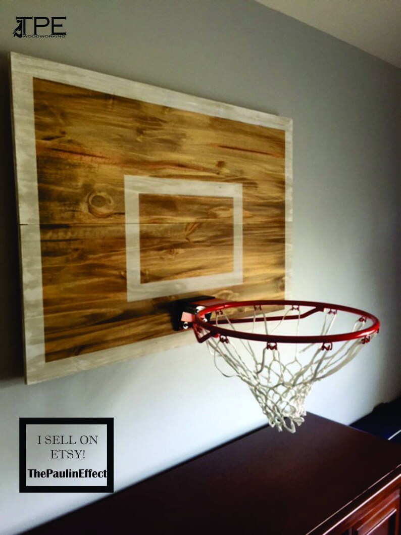 Wood Basketball Hoop Backboard Farmhouse Style Rim Wall Etsy