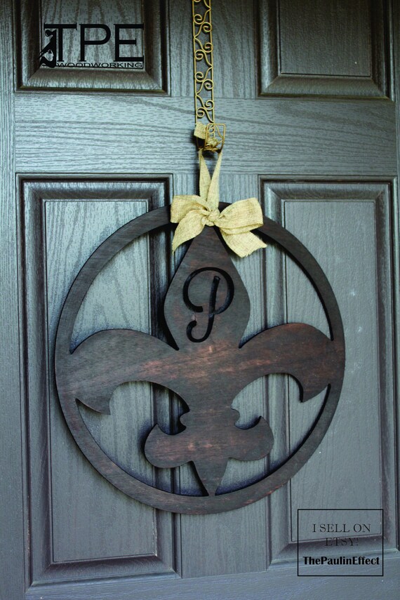 Fleur De Lis Door Decor Personalized Door Hanger Door Etsy