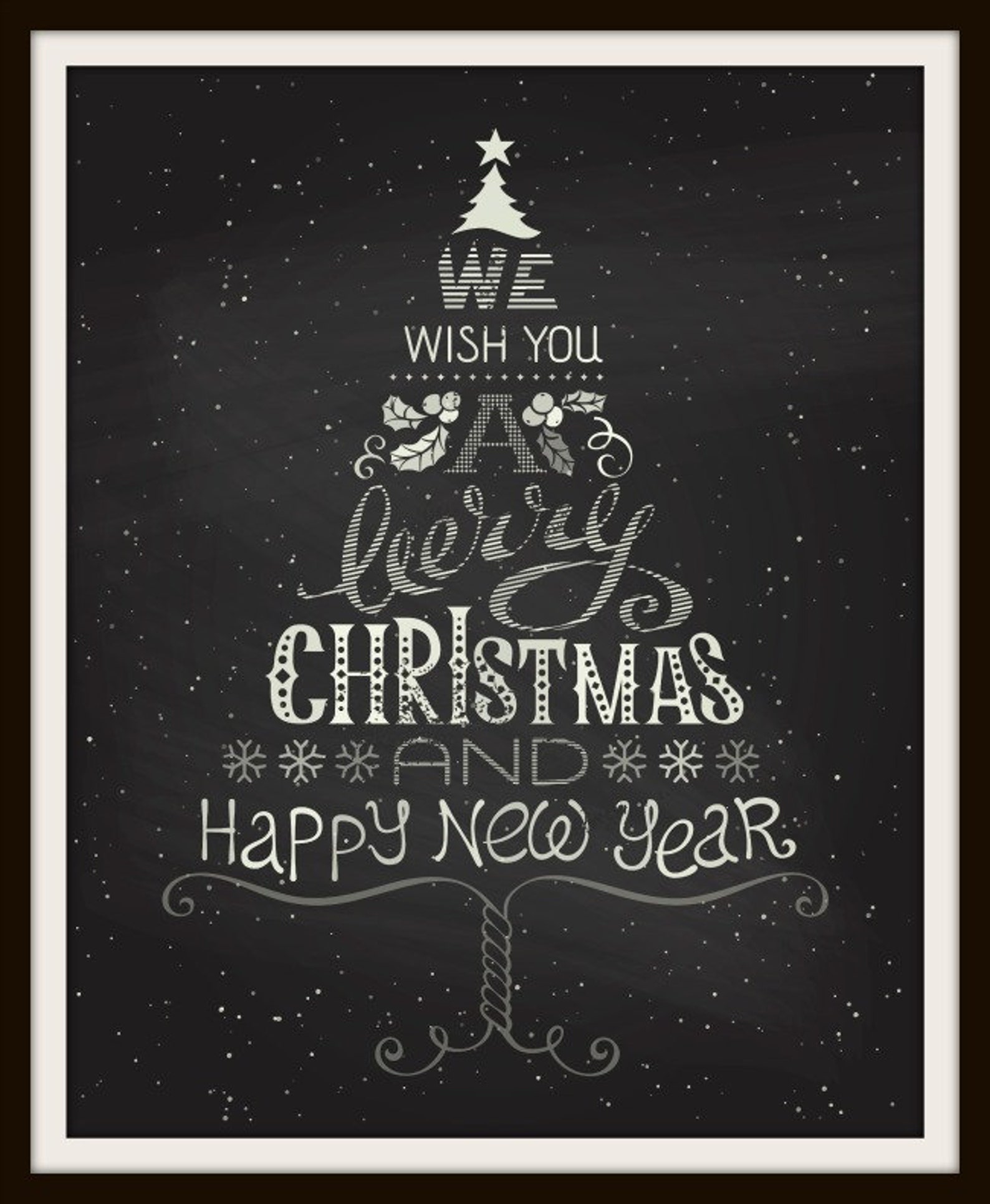 Chalkboard Calligraphy Christmas Tree Christmas Art Etsy