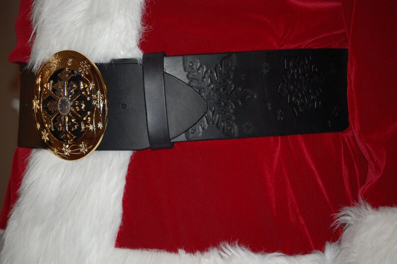 4 Black Leather Santa Belt With Snowflakes - Etsy