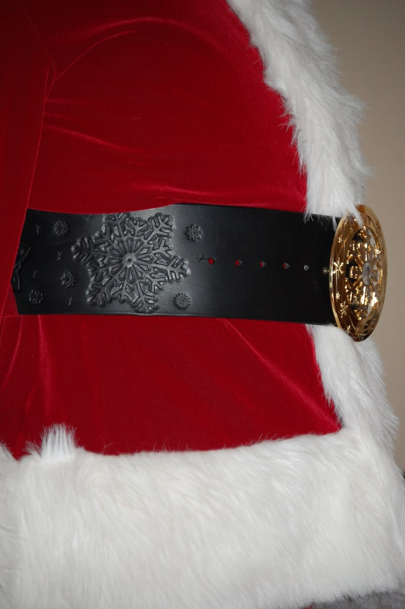 4 Black Leather Santa Belt With Snowflakes - Etsy