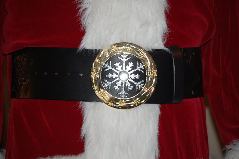 4 Black Leather Santa Belt With Snowflakes - Etsy
