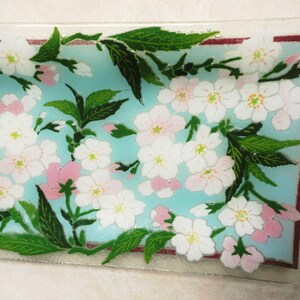 Vintage Floral Fused Glass Tray: Pink Apple Blossom Decor (8&quot; x 14&quot;)
