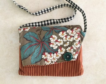 Travel Handbag Hippie Patchwork Handbag Cross-Body Fabric Purse w/ 18" Strap Handcrafted Multi-Pocket Cotton Duck Fabric w/ Secure Flaps