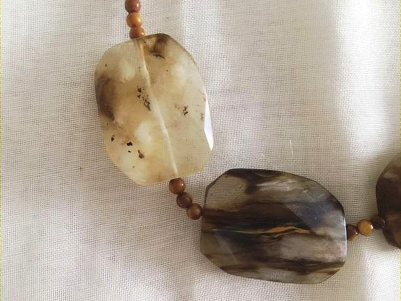 Chunky Stone Necklace Large Brown Resin Stones Real Jasper Agate Beads Hippie BoHo 18-Long Necklace Statement Stone Bead Necklace Choker