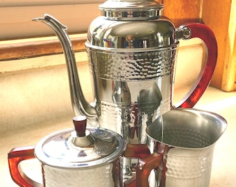 Vintage Art Deco Bistro Decor: Hammered Chrome with Bakelite Handles