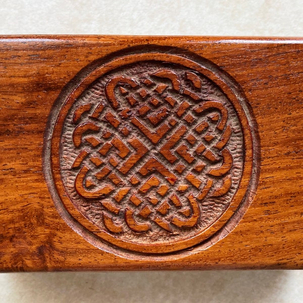 Celtic Knot Vintage Wooden Box 5" x 3" x 2" Dresser Desk Accessory Keepsake Catchall Smoking Accessories Unisex Gift Irish Mother's Day Gift