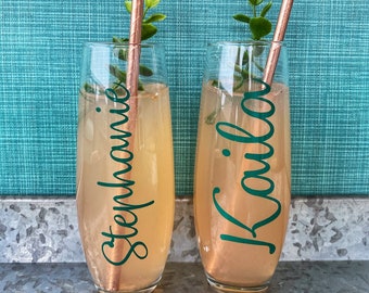 Personalized Glass Champagne Flutes for Wedding