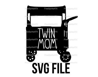 Wonderfold Wagon Twin Mom SVG y PNG Archivo digital