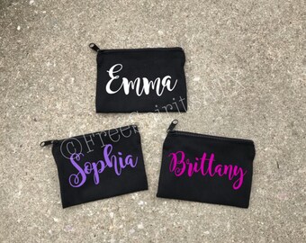 Personalized Zipper Pouch/Makeup Bag/Zipper Make Up Bag/Rose Gold Makeup Bag/Personalized Gift/Bridesmaid Gift/Zipper Coin Purse/Zipper Bags