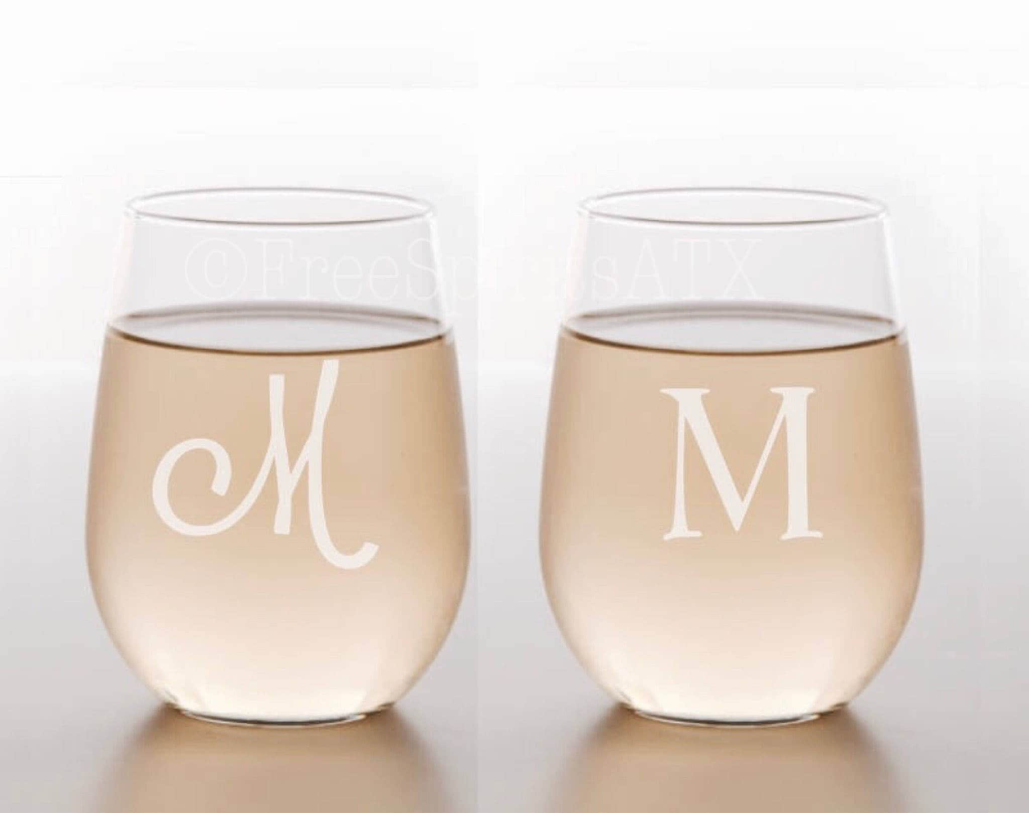 Monogram Etched Custom Wine Glasses