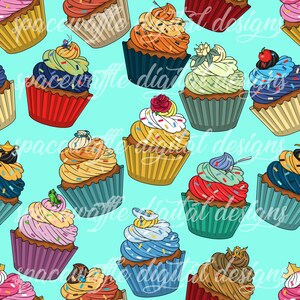 Princess cupcakes seamless pattern, scrapbooking, fabric design semi exclusive.