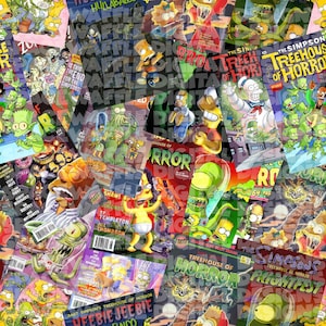Simpsons Comic Halloween seamless pattern, scrapbooking, fabric design.