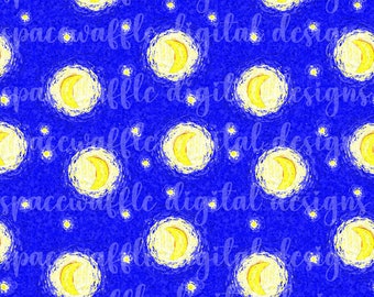 Painted Moon, Seamless Pattern, Scrapbooking, fabric, design