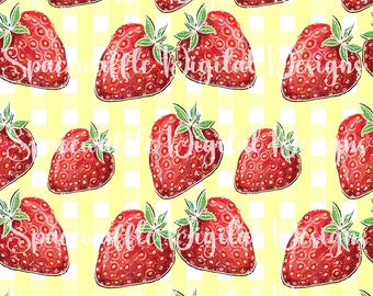 Chalk Strawberries - Yellow seamless, Pattern, Scrapbooking, fabric, design