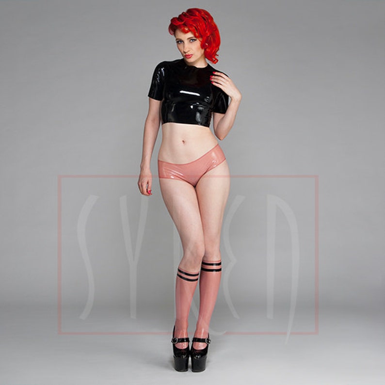 Stockings glasses latex panties