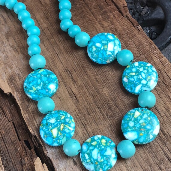 handmade gift for her chunky aqua necklace statement necklace necklace gift summer necklace turquoise necklace Aqua beaded necklace