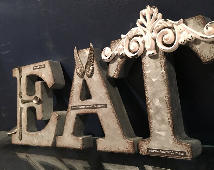 Eat Sign Rustic Metal Eat Letters Rustic Kitchen Decor Etsy