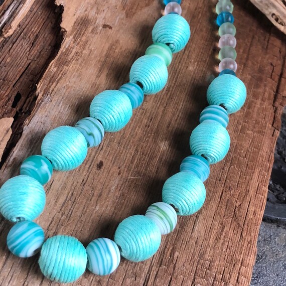 handmade gift for her chunky aqua necklace statement necklace necklace gift summer necklace turquoise necklace Aqua beaded necklace