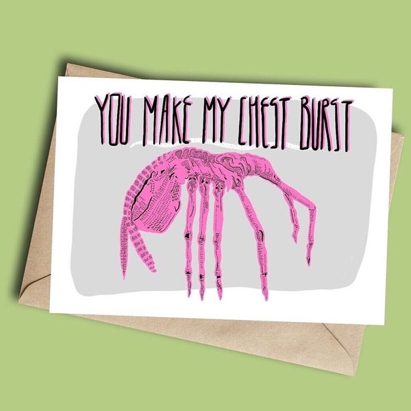 Facehugger Chest Burst Valentine’s Day Card
