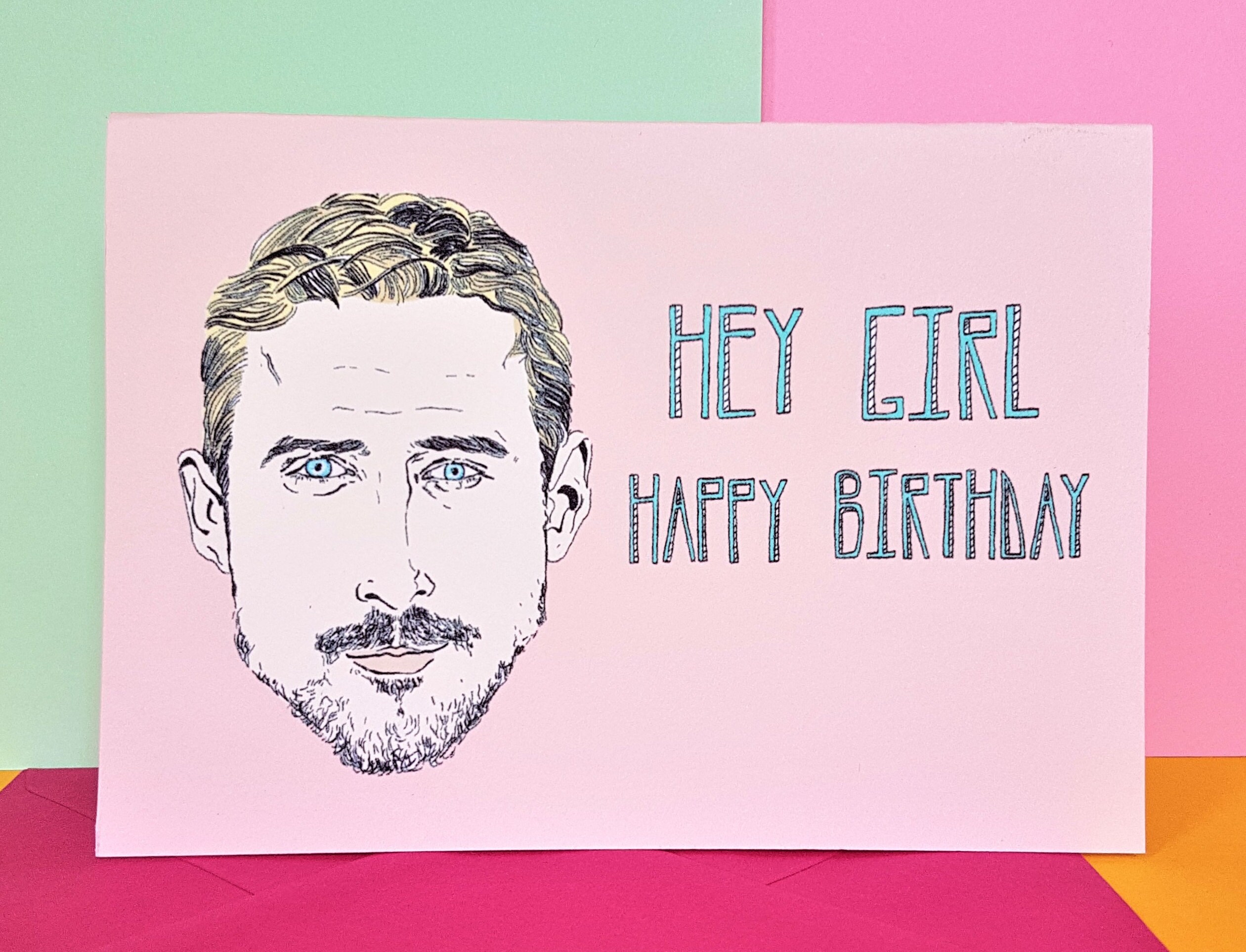 Ryan Gosling Birthday card ' hey girl/Boy happy | Etsy