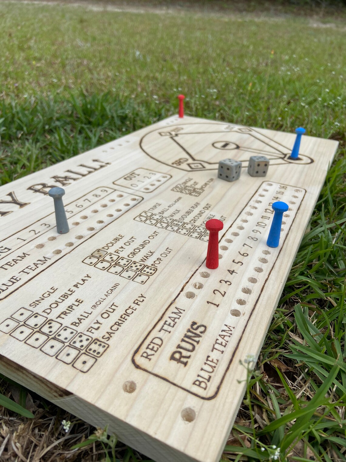 Wooden Tabletop Baseball Game Personalized Dice Game Etsy