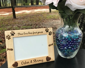 Custom wooden cat frame with quote