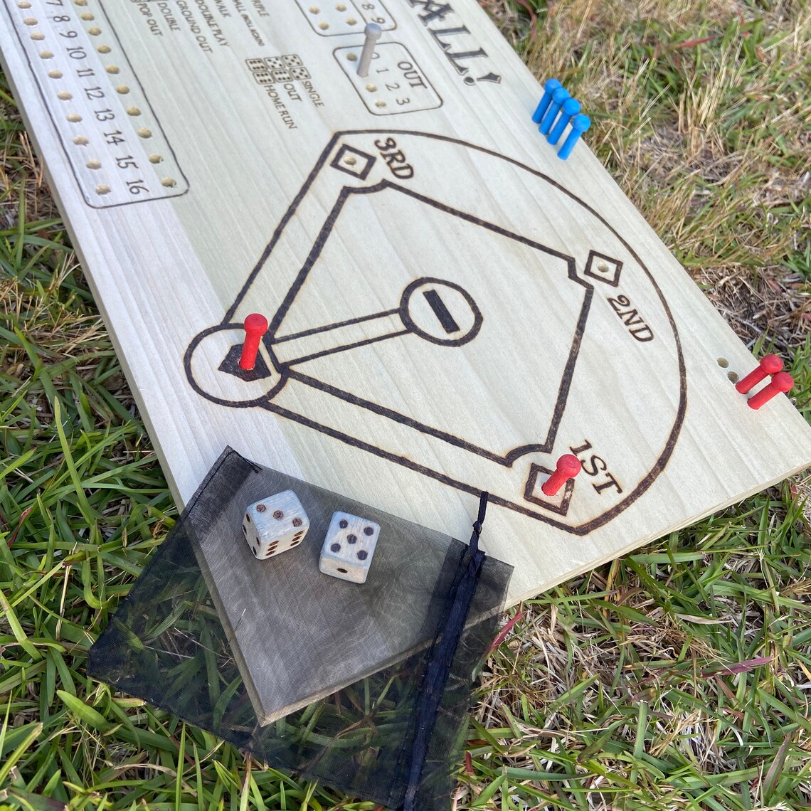 Wooden Tabletop Baseball Game Personalized Dice Game Etsy