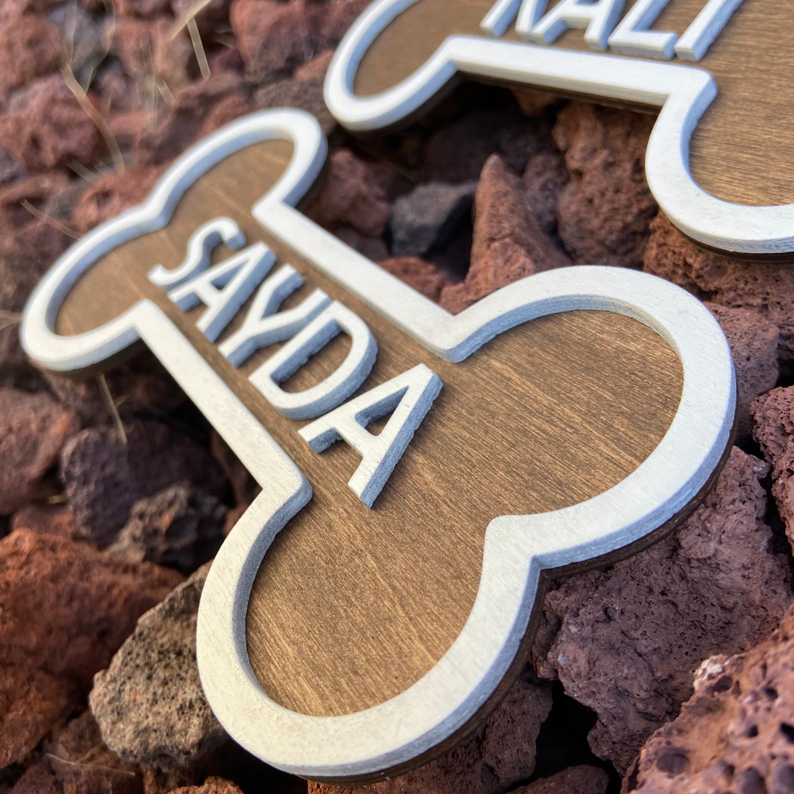 Custom Dog Bone Wooden Name Plaque Dog Name Sign Dog House Etsy