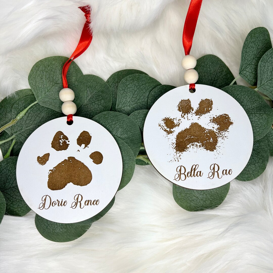 Custom Dog Paw Print Ornament With Name Dog Name Sign Dog Etsy