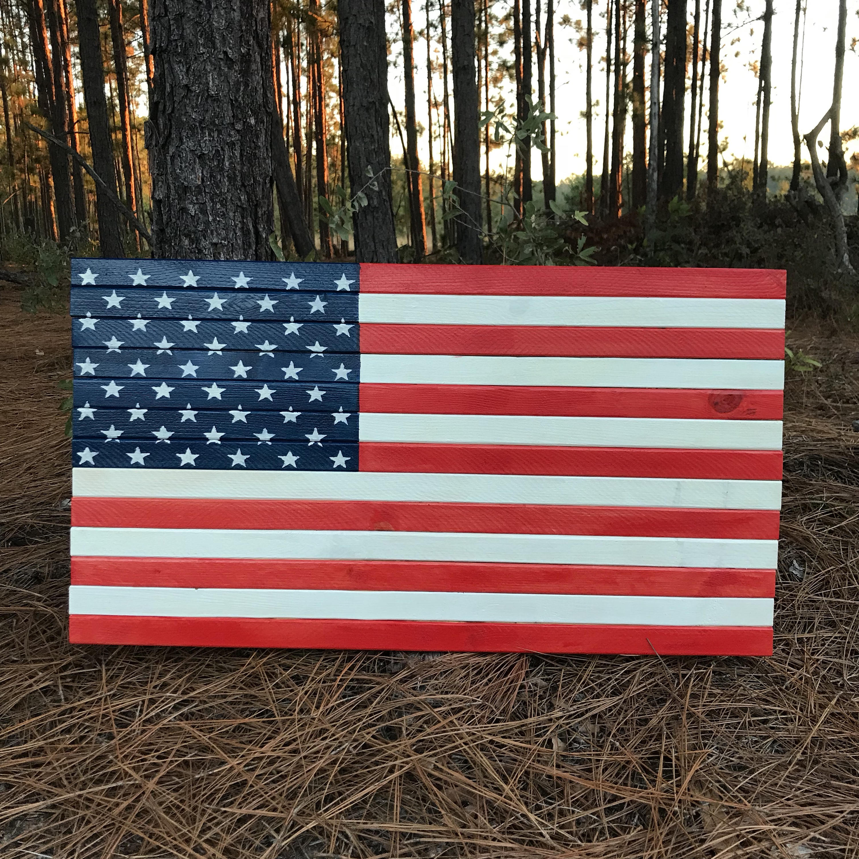 Painted Wooden American flag wood flag patriotic home decor Etsy