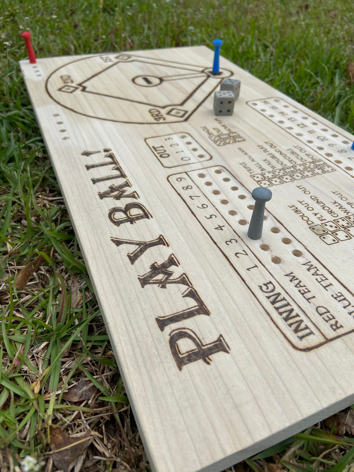 Wooden Tabletop Baseball Game Personalized Dice Game Etsy