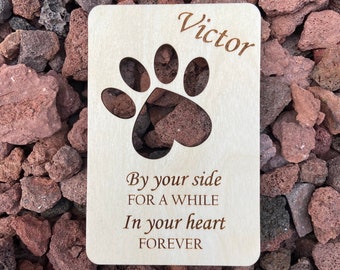 Wooden pet sympathy card, paw print sympathy card, loss of pet gift, loss of pet memorial, custom sympathy gift, personalized pet loss