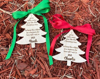 Custom christmas ornament, Childs personalized keepsake ornament, childrens height ornament